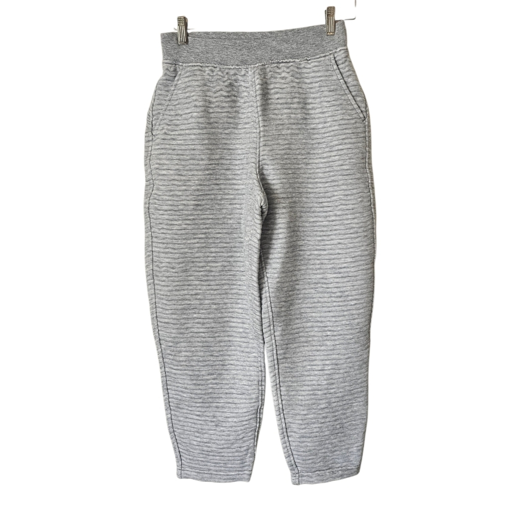 Athleta Barrel Leg Ribbed Quilted Cropped Sweatpants Joggers Gray Size XS Petite